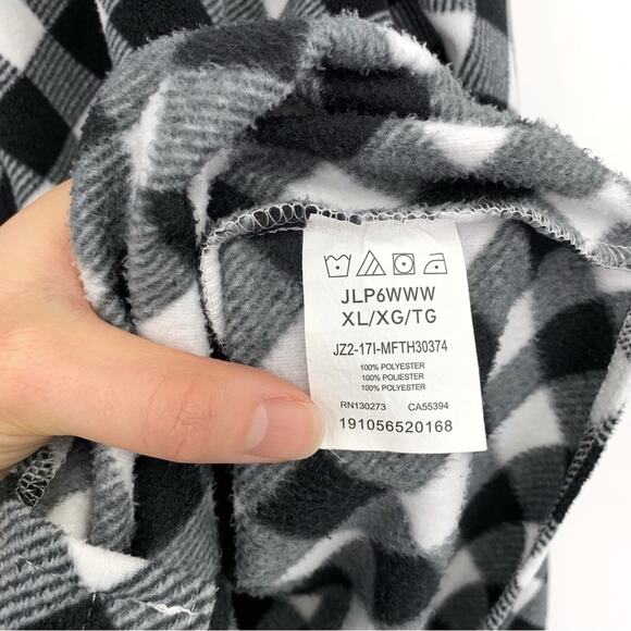 RIDERS BY LEE Fleece Button Down Shacket Black White Buffalo Plaid XL - Picture 5 of 8